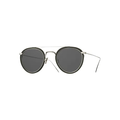 lunettes de soleil rondes double-pont Eyevan modèle 762 en titane noir
