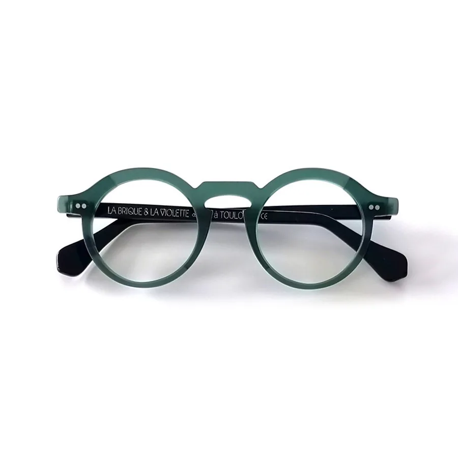 Lunettes de vue rondes La brique et la violette modèle Auriol en acétate de couleur verte