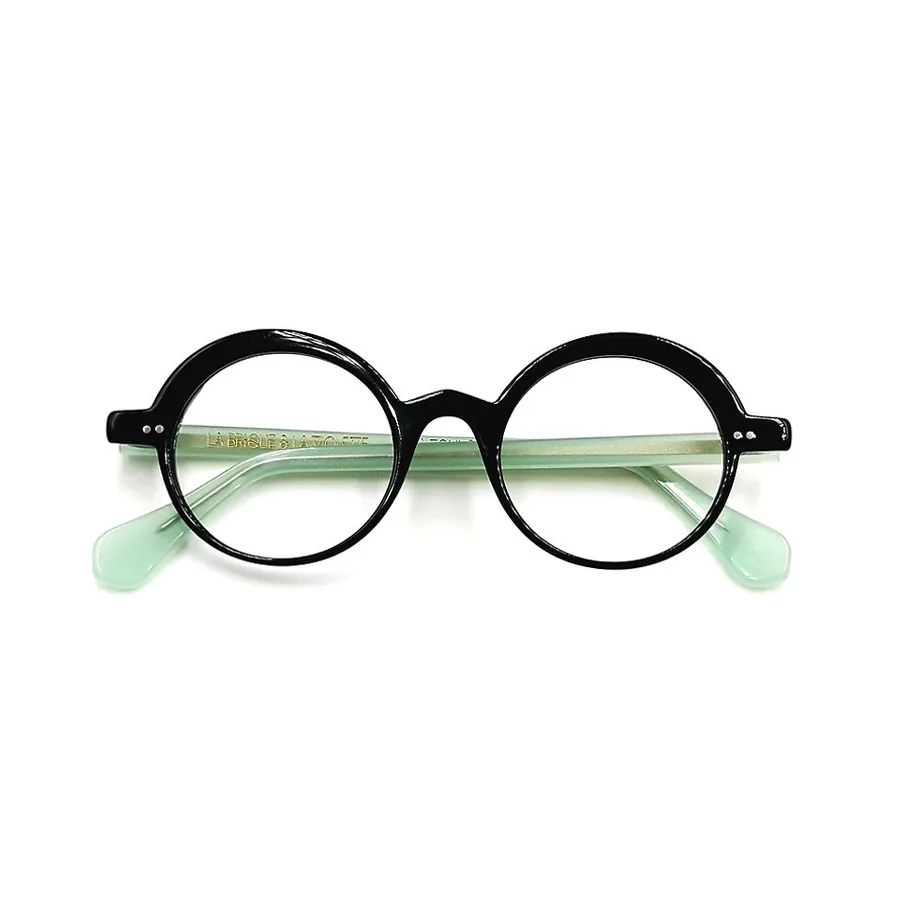 Lunettes de vue rondes Lazuli modèle en acétate de couleur noir et vert menthe