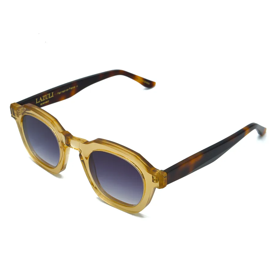 Lunettes de soleil carrées Lazuli modèle Esterel en acétate de couleur champagne et écaille