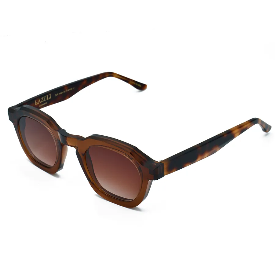 Lunettes de soleil carrées Lazuli modèle Esterel en acétate de couleur écaille/marron