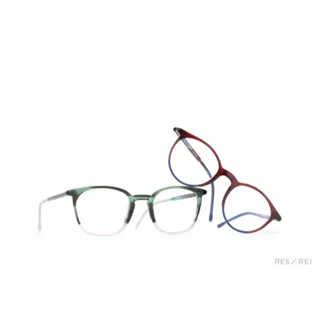 deux lunettes de vue pantos res rei modèle Long Island en acétate couleur verte & rouge