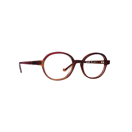 Lunettes de vue Nathalie Blanc modèle TAL67 en acétate de couleur rouge et orange